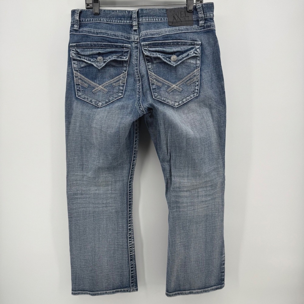 Axel Weston Men 36x30 Vintage Boot Leg Jean Blue Medium Wash Flap Pocket Stretch - Picture 3 of 8